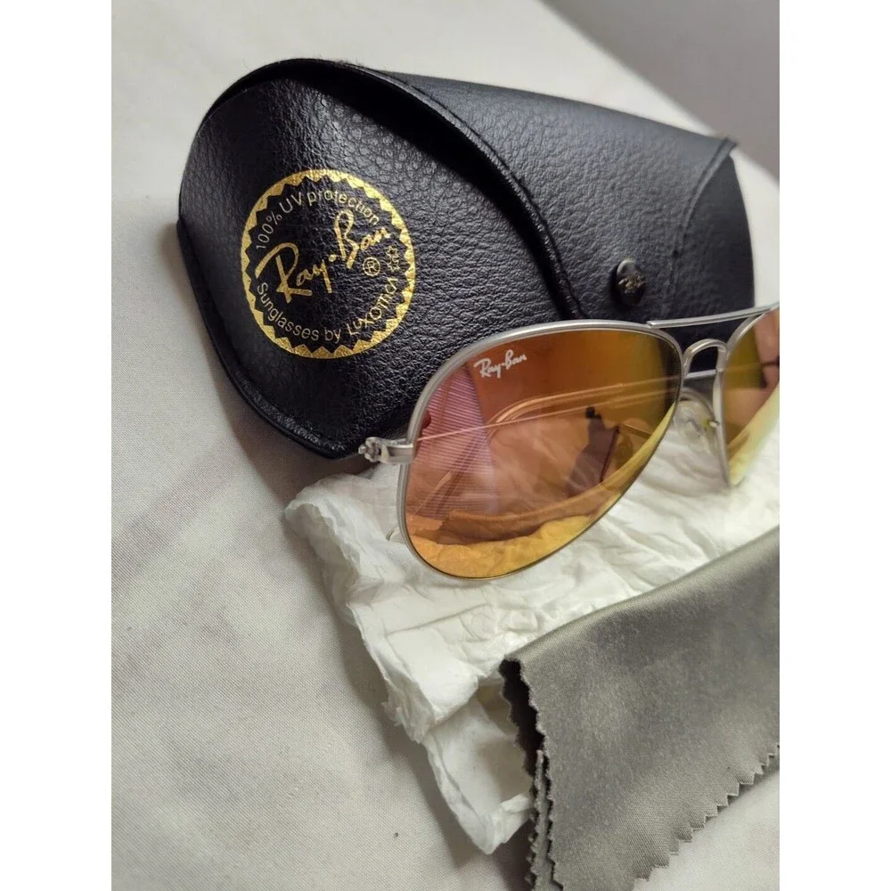Ray Ban RB3025 Aviator Silver Metal Reflective Lens 58/14/135 w/Case  made Italy